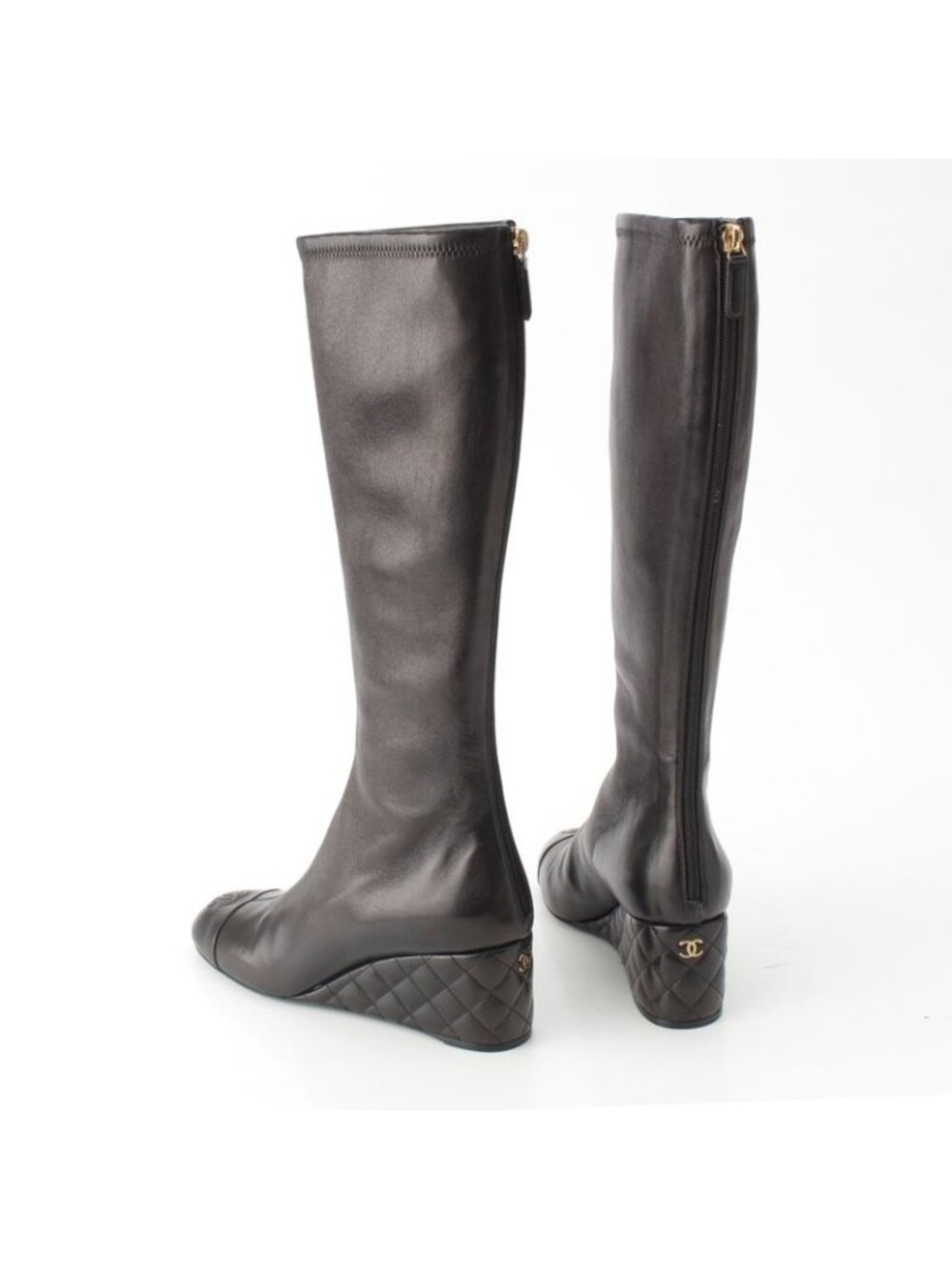 Chanel Leather Metiers D'art Collection Long Boots Shoes Black - Picture 4 of 10